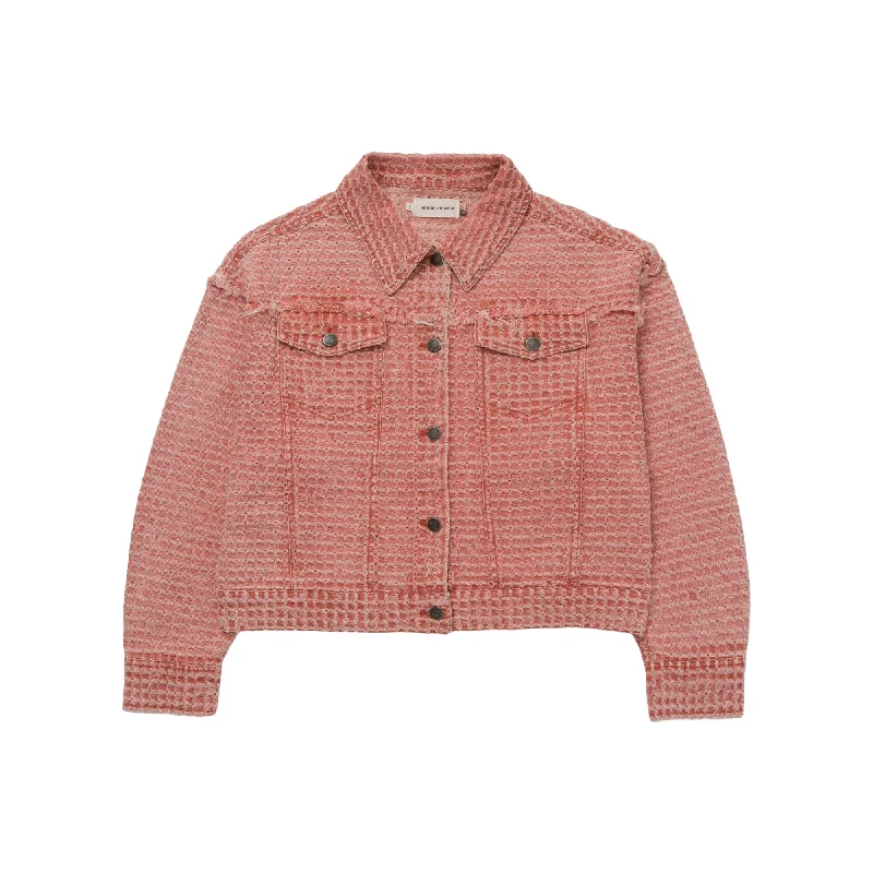 Womens Honor The Gift Novelty Denim Jacket 'Brick' Satin Jacket Silk Jacket Chiffon Jacket