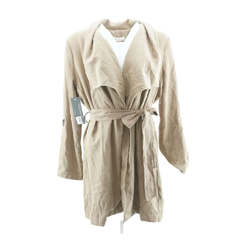 Tan Solid Cardigan Sweater Oversized Loose Flowy