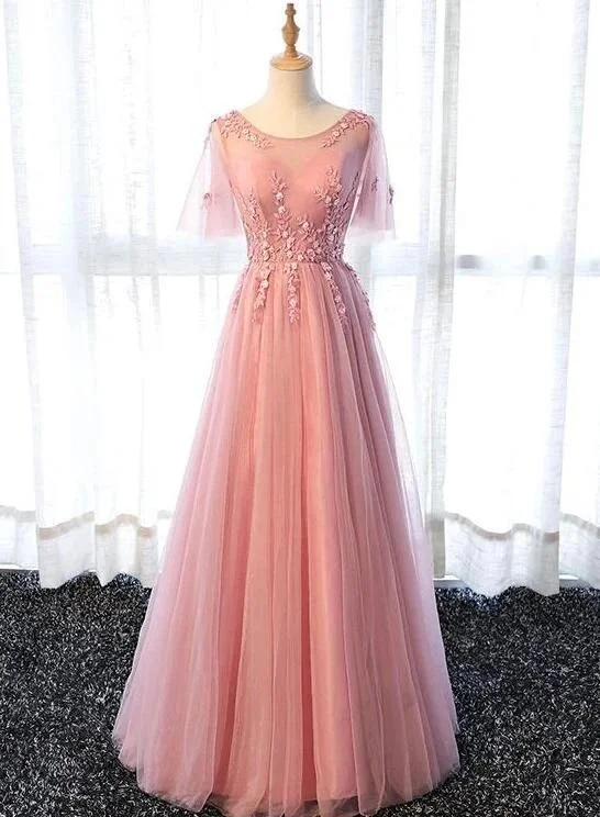 Pink Tulle A-line Long Party Dress Prom Dresses          cg23572 Tunics Exclusive limited