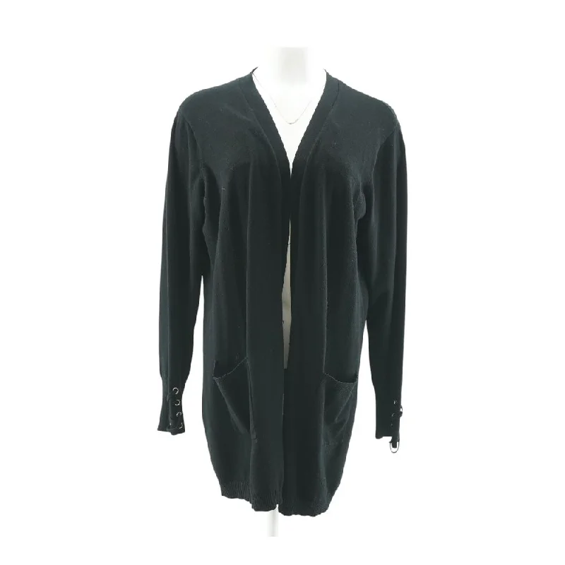 Black Solid Cardigan Sweater Modern Contemporary chic
