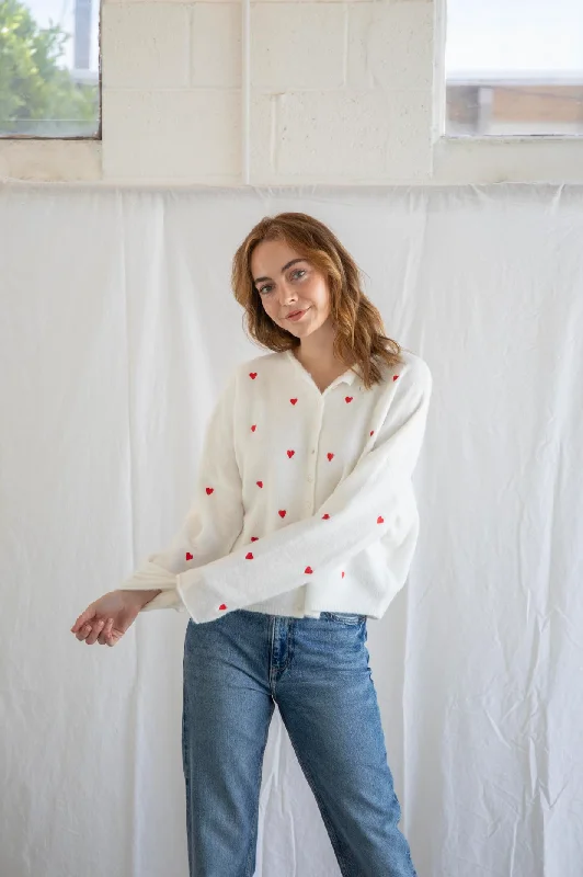 Juliet Red Heart Cardigan Slim Fit Regular Fit Oversized