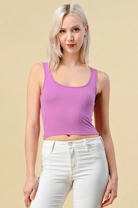 Heart & Hips Ribbed Rounded Square Neck Tank Tops soft pink tank