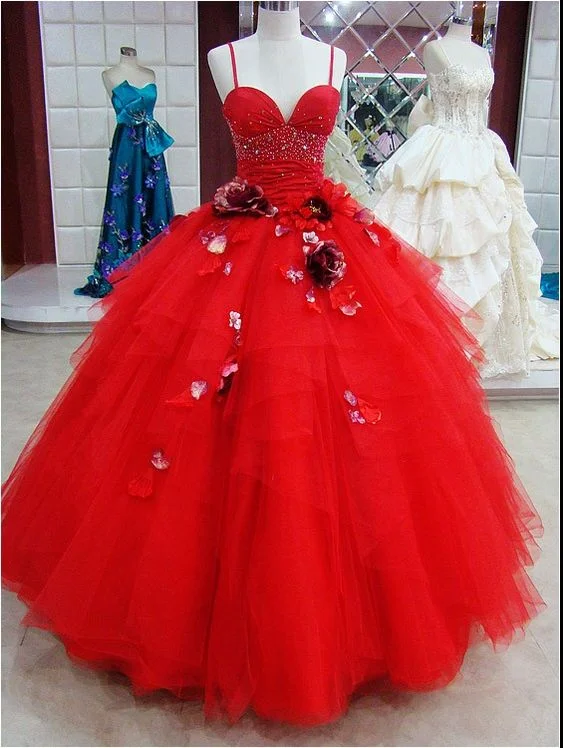 Modest Quinceanera Dress,Red Ball Gown,Floral Prom Dress,Fashion Prom Dress,Sexy Party Dress, New Style Evening Dress    cg22452 Tunics Top Casual
