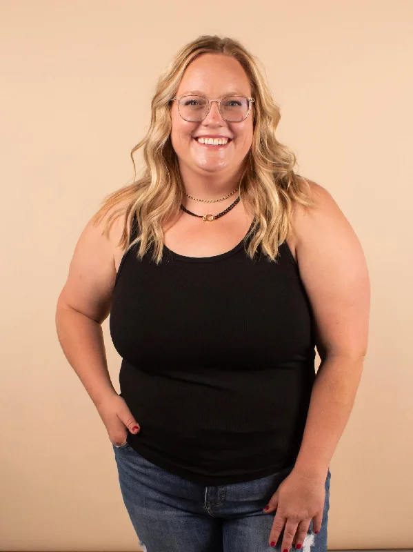 Everyday Essential Ribbed Tank in Black black tank top