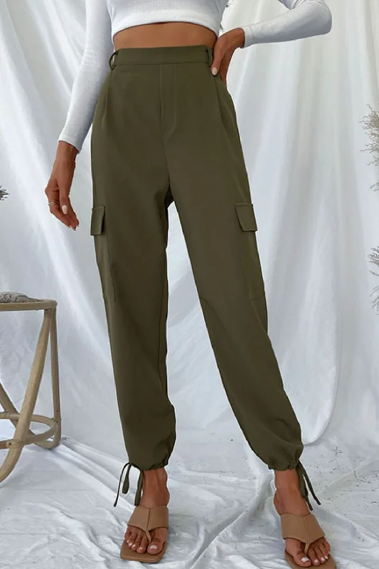Drawstring Ankle Cargo Pants Cozy Knit Pants