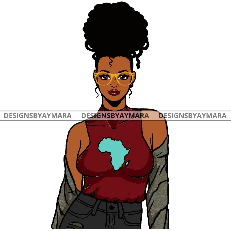 Black Woman In Gray Jeans Tank Top Africa SVG JPG PNG Vector Clipart Cricut Silhouette Cut Cutting soft pink tank