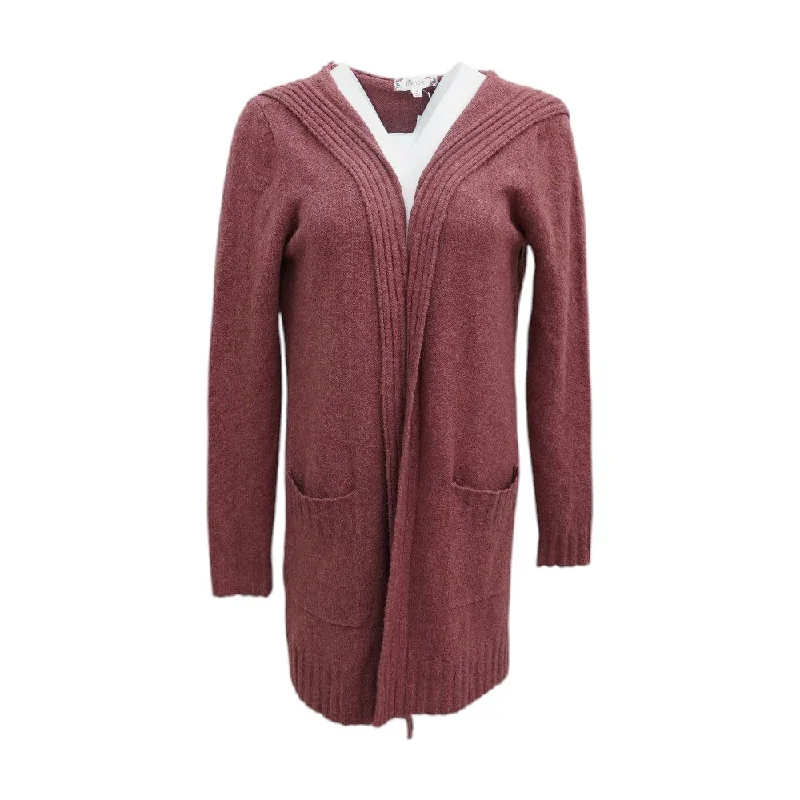 Mauve Solid Cardigan Sweater Chenille Brocade Lace