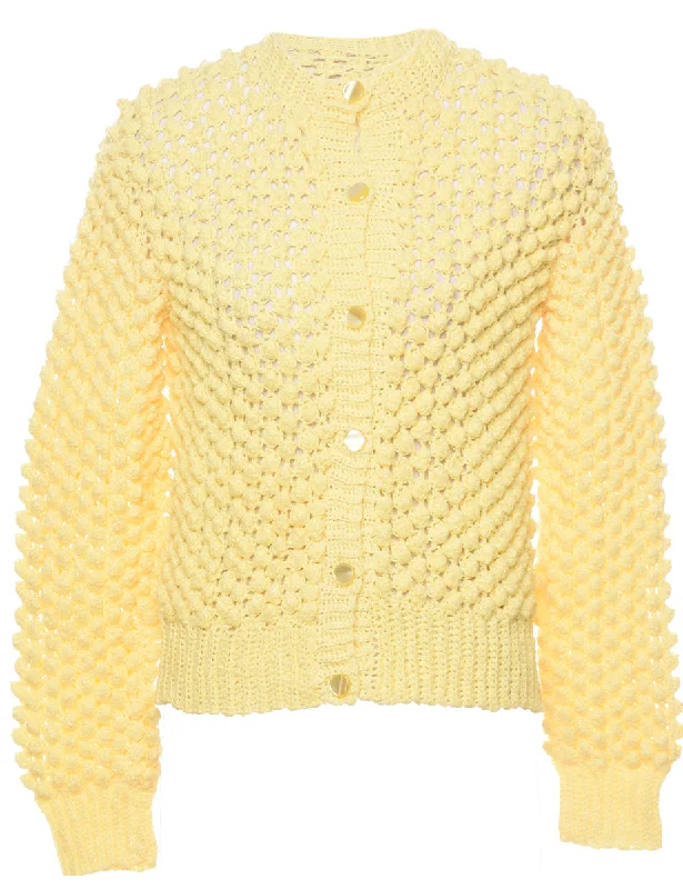 Crochet Button Through Cardigan - M Lightweight Heavyweight Midweight