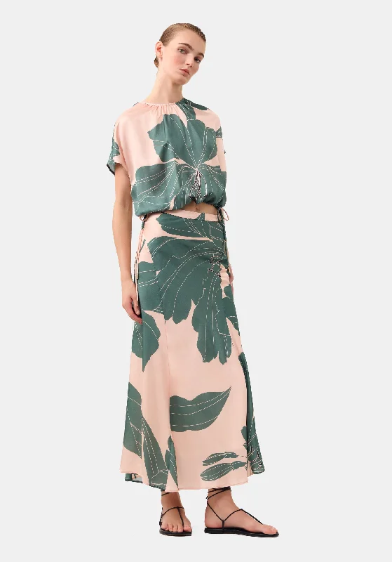 Morrison - Elias Skirt Print silk skirt lustrous
