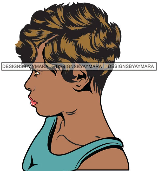 Black Woman Short Haircut Teal Tank Top Side View Clipart Graphic  Skillz JPG PNG  Clipart Cricut Silhouette Cut Cutting gold tank top