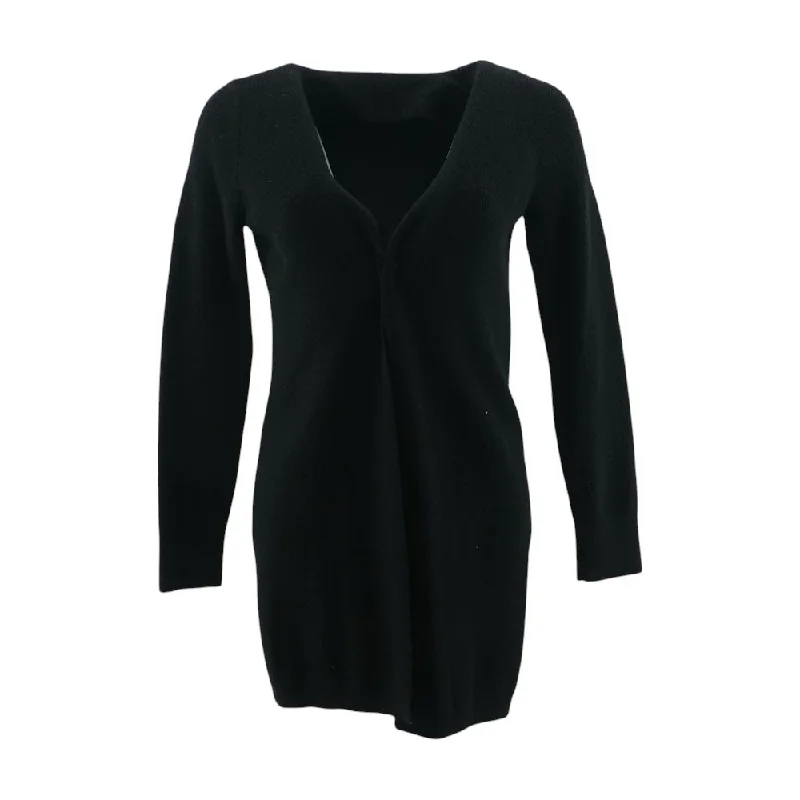 Black Solid Cardigan Sweater Fitted Loose Oversized