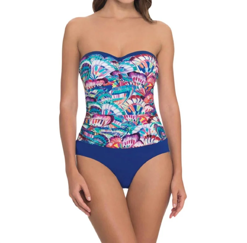 Bandeau One Piece Swimsuit In Madame Butterfly High-Waist Bikini Set