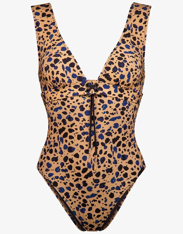 Beach Pebbles Swimsuit - Black Sandstone Sporty Racerback Swimsuit