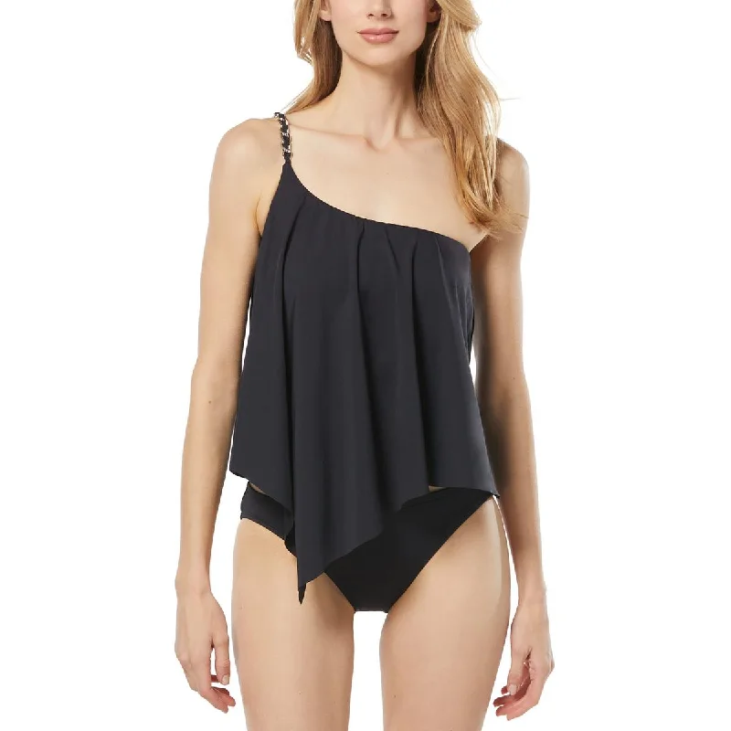 Womens One Shoulder Asymmetric Tankini Swim Top Classic Swimsuit Design