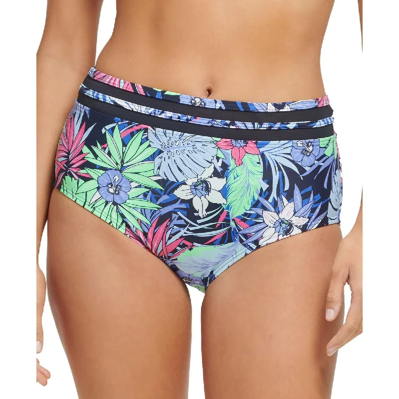 Womens Floral High-Waist Swim Bottom Separates Sleek Mesh Bikini