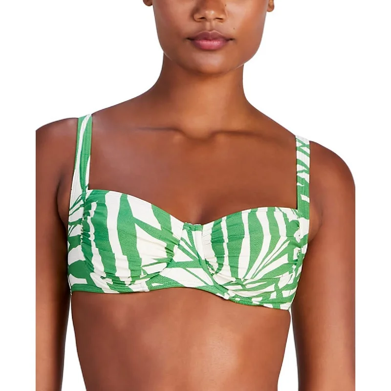 Womens Underwire Printed Bikini Swim top Flirty Ruffle Swimsuit