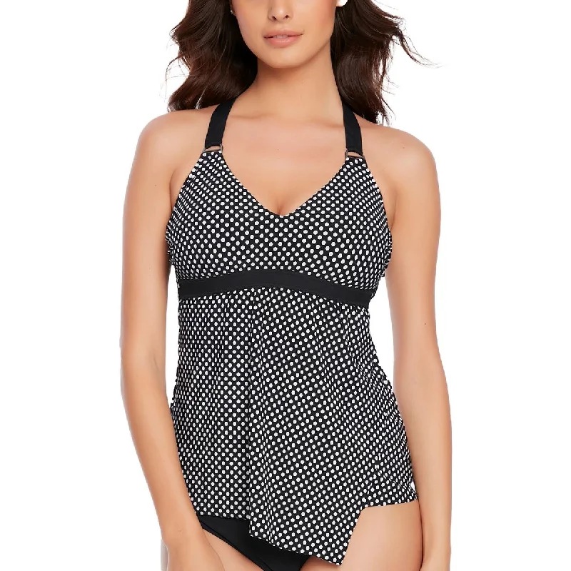Womens Polka Dot T-Back Tankini Swim Top Adjustable Bikini Bottoms