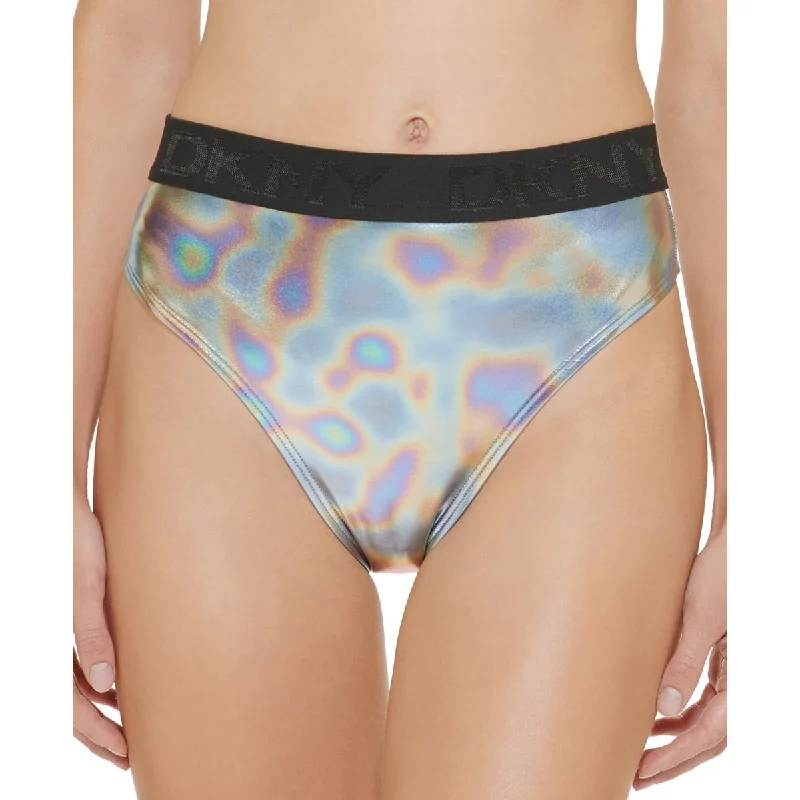 Plus Womens Logo High-Waist Swim Bottom Separates Lace Back Bikini