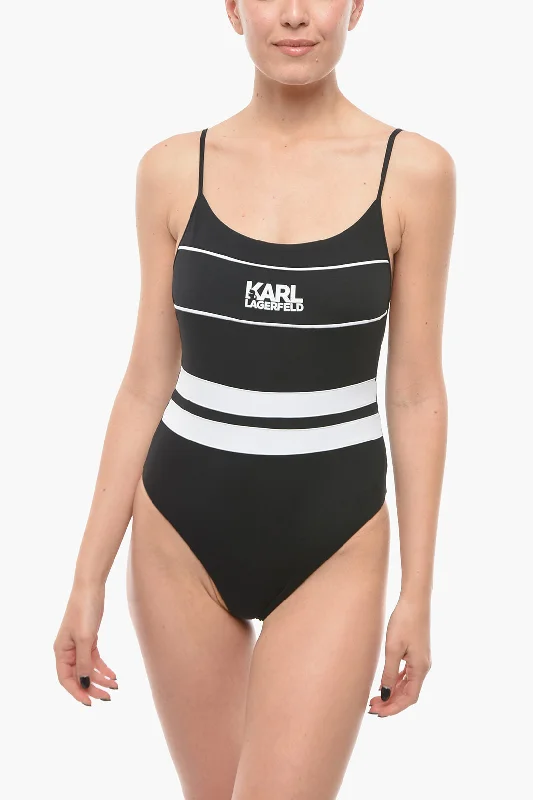 Karl Lagerfeld Open Back One-Piece Swimsuit Xs Standard size Chic Beach Cover-Up