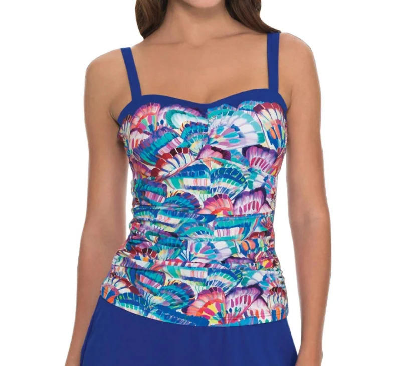 D-Cup Underwire Tankini Top In Madame Butterfly Swim Skirt Set