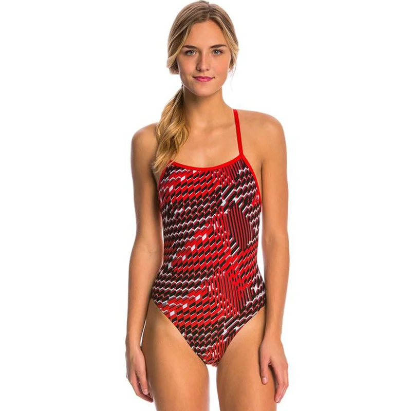 Dolfin - Poly Fusion Enzo MT Back Swimsuit - Red Retro Swimwear Style