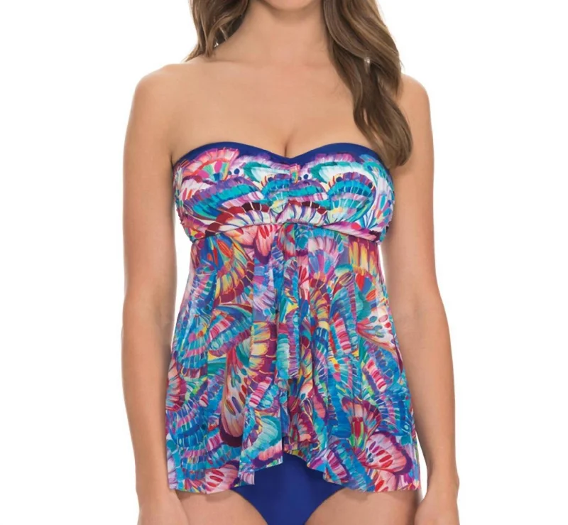Fly Away Bandeau Tankini Top In Madame Butterfly Classic Monokini Design