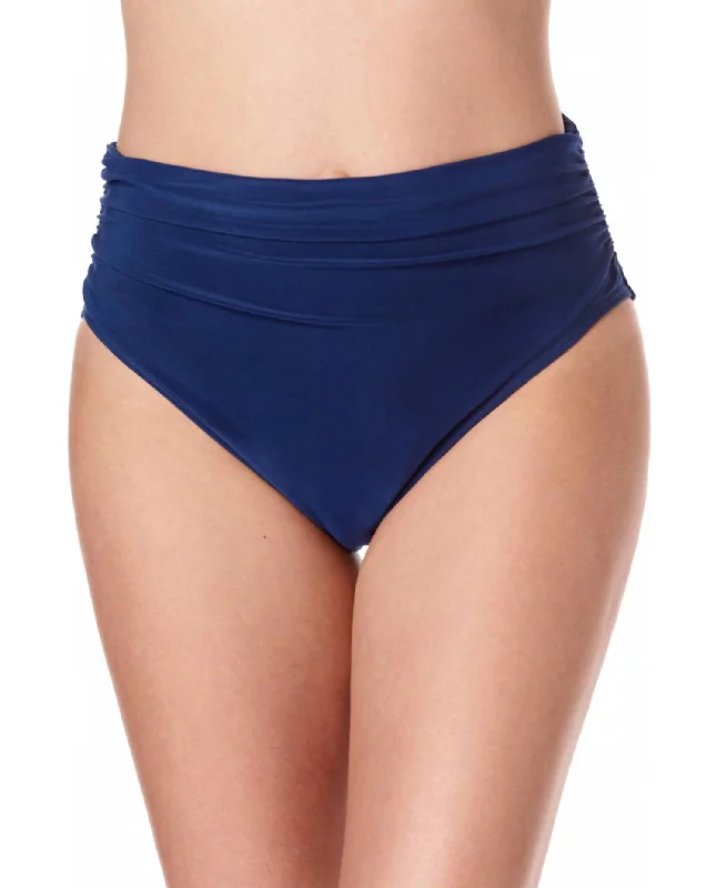 Jersey Brief Shirred Tankini Bottom In Navy Bold Swimsuit Design
