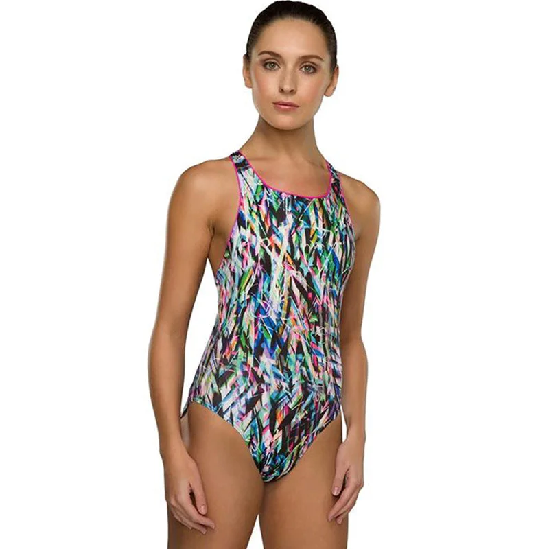 Maru - Ticker Tape Pacer Zone Back Ladies Swimsuit - Multi Push-Up Bikini Top