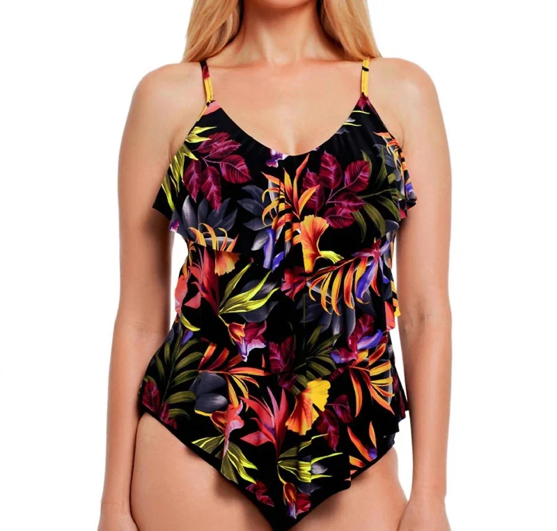 Rita Tankini Top In Black High-Waist Bikini Set