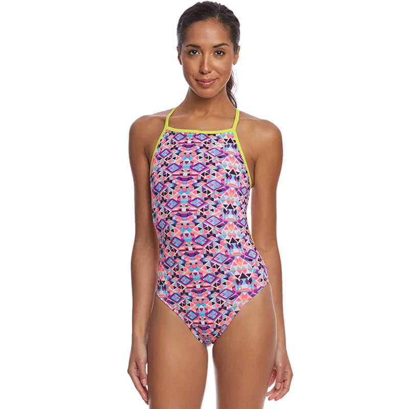The Finals Funnies - Mosaic Rainbow Flutterback Swimsuit Color-Block Bikini
