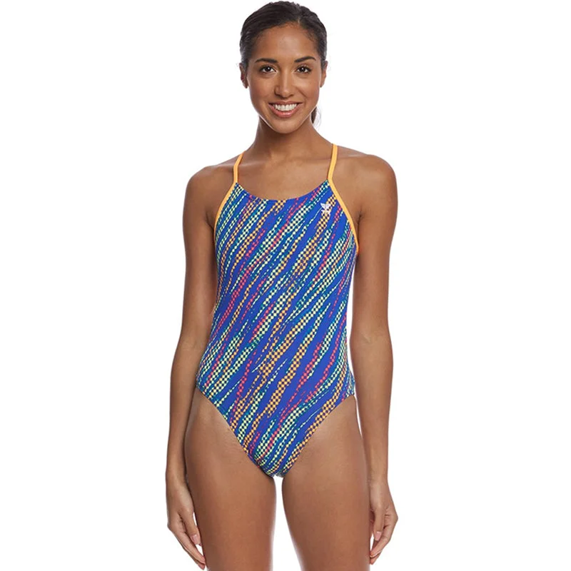 TYR - Sassari Cutoutfit Ladies Swimsuit - Royal/Yellow Flirty Ruffle Swimsuit